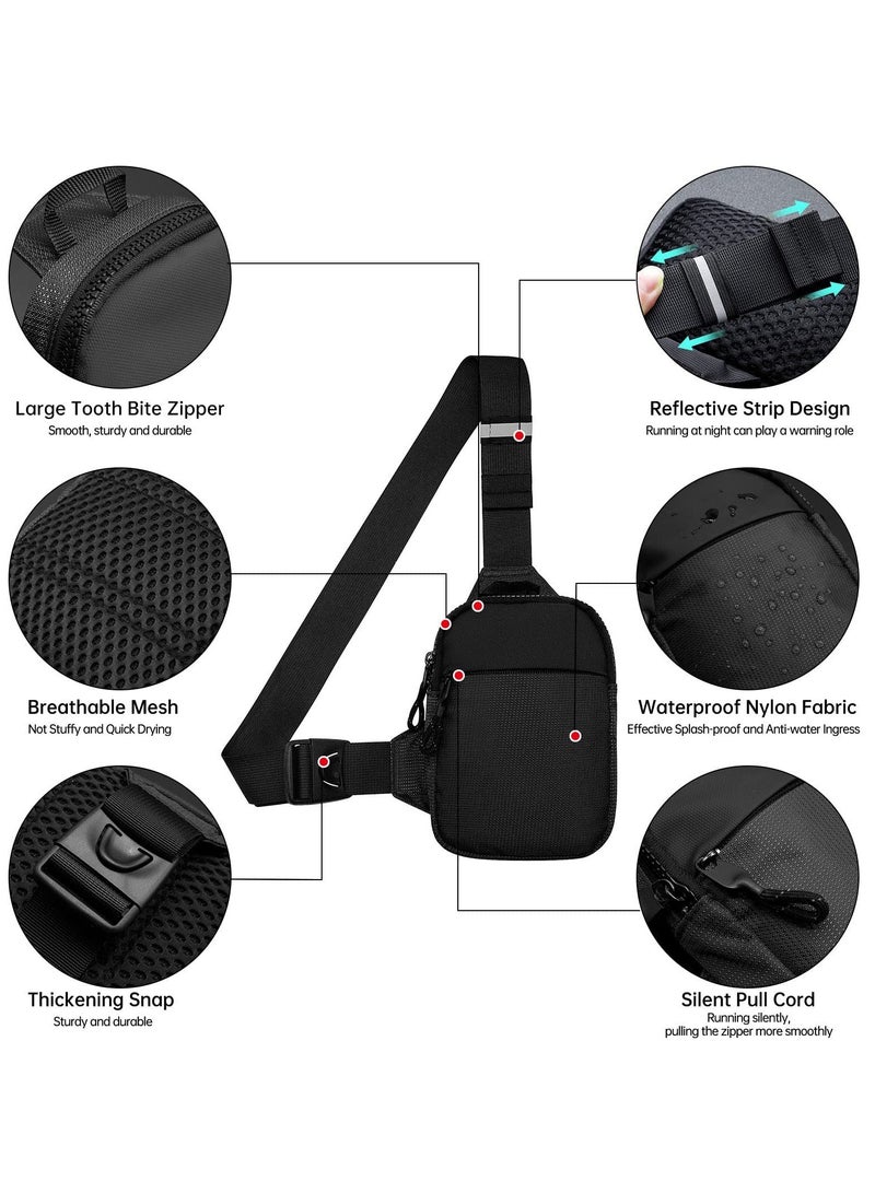 إلفسا حقيبة كتف صغيرة للرجال مقاومة للماء وحقائب كروس بودي وحقائب صدر مع حزام كتف قابل للتعديل للسفر والرياضة والتخييم (أسود) - Image 3