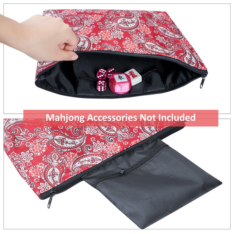 GUSTARIA Empty Mahjong Bag,Thickened Red Printed American Mahjong Tiles Bag (Case Only) - Image 4