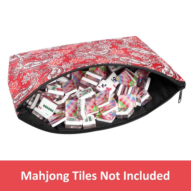 GUSTARIA Empty Mahjong Bag,Thickened Red Printed American Mahjong Tiles Bag (Case Only) - Image 3