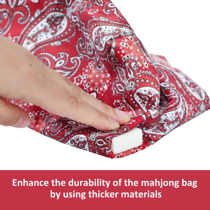 GUSTARIA Empty Mahjong Bag,Thickened Red Printed American Mahjong Tiles Bag (Case Only) - Image 5