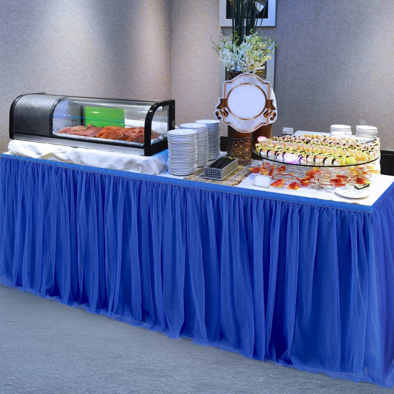 Suppromo Royal Blue Tulle Table Skirt for Baby Shower Tutu Table Cloth Cover for 6ft Rectangle Tables or Round Tables for Wedding Reception  Bridal Shower  Birthday Party  Graduation  Banquet Decorations - Image 3