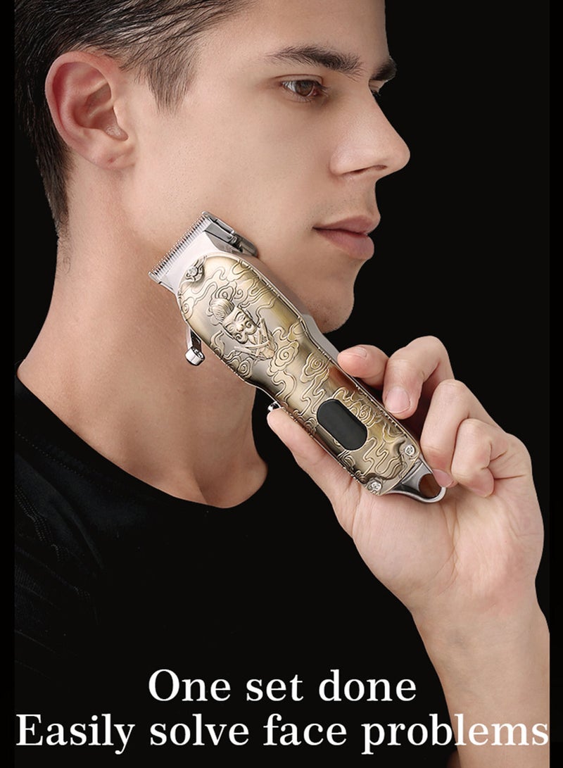 مقص شعر كهربائي ثلاثي في واحد كامل من المعدن مع شاشة رقمية مجموعة تشذيب الشعر وإزالة شعر الأنف - Image 2
