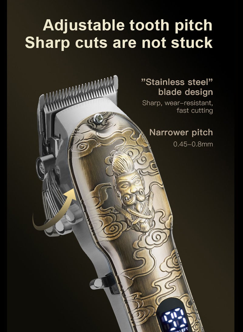 مقص شعر كهربائي ثلاثي في واحد كامل من المعدن مع شاشة رقمية مجموعة تشذيب الشعر وإزالة شعر الأنف - Image 4