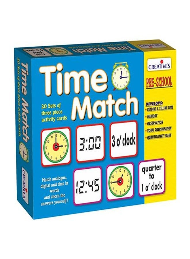 Creative's Creative’s Time Match | Match Analogue Digital and time in Words | Reading & Telling Time for Kids| Different Matching Activities for Kids | Match Analogue & Digital Time| 60 Piece Card | Ages 5 & Up - Image 1