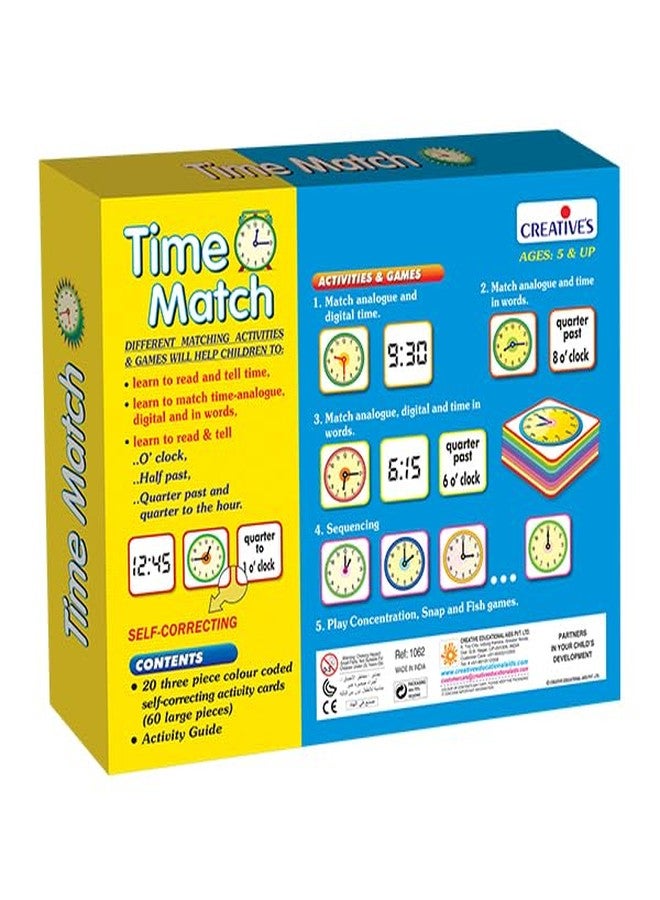 Creative's Creative’s Time Match | Match Analogue Digital and time in Words | Reading & Telling Time for Kids| Different Matching Activities for Kids | Match Analogue & Digital Time| 60 Piece Card | Ages 5 & Up - Image 3