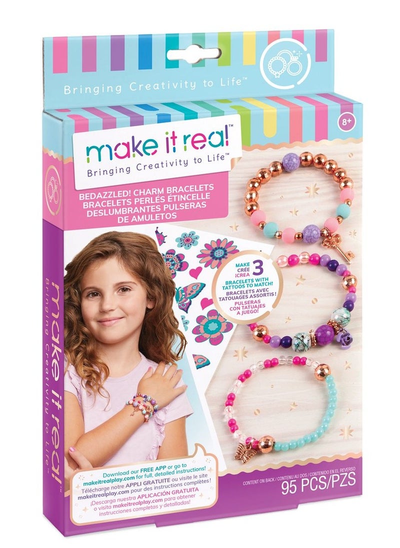 Make It Real Make it Real Bedazzled! Charm Bracelets Blooming Creativity 95 pcs for Ages 8+  - Image 1