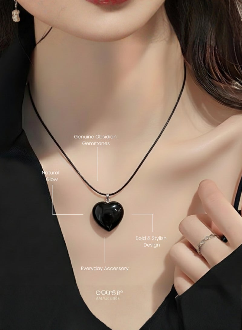 British Fossils Natures Gift Necklace Obsidian - Image 3