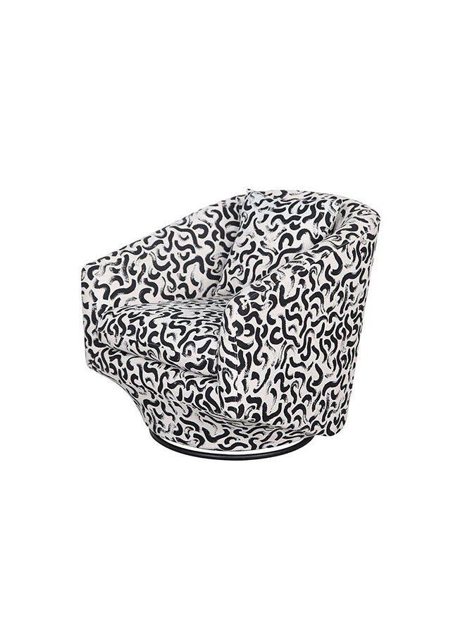 DANUBE HOME Napoleon 1 Seater Fabric Accent Chair Accent Chair Modern Design One Seat Sofas Comfortable Living Room Seating Furniture For Home L 78 x W 85 x H 79 cm White & Black Pattern - Image 3