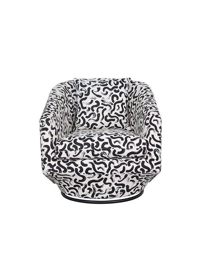 DANUBE HOME Napoleon 1 Seater Fabric Accent Chair Accent Chair Modern Design One Seat Sofas Comfortable Living Room Seating Furniture For Home L 78 x W 85 x H 79 cm White & Black Pattern - Image 1