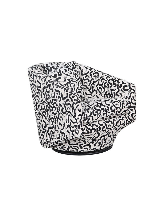 DANUBE HOME Napoleon 1 Seater Fabric Accent Chair Accent Chair Modern Design One Seat Sofas Comfortable Living Room Seating Furniture For Home L 78 x W 85 x H 79 cm White & Black Pattern - Image 2