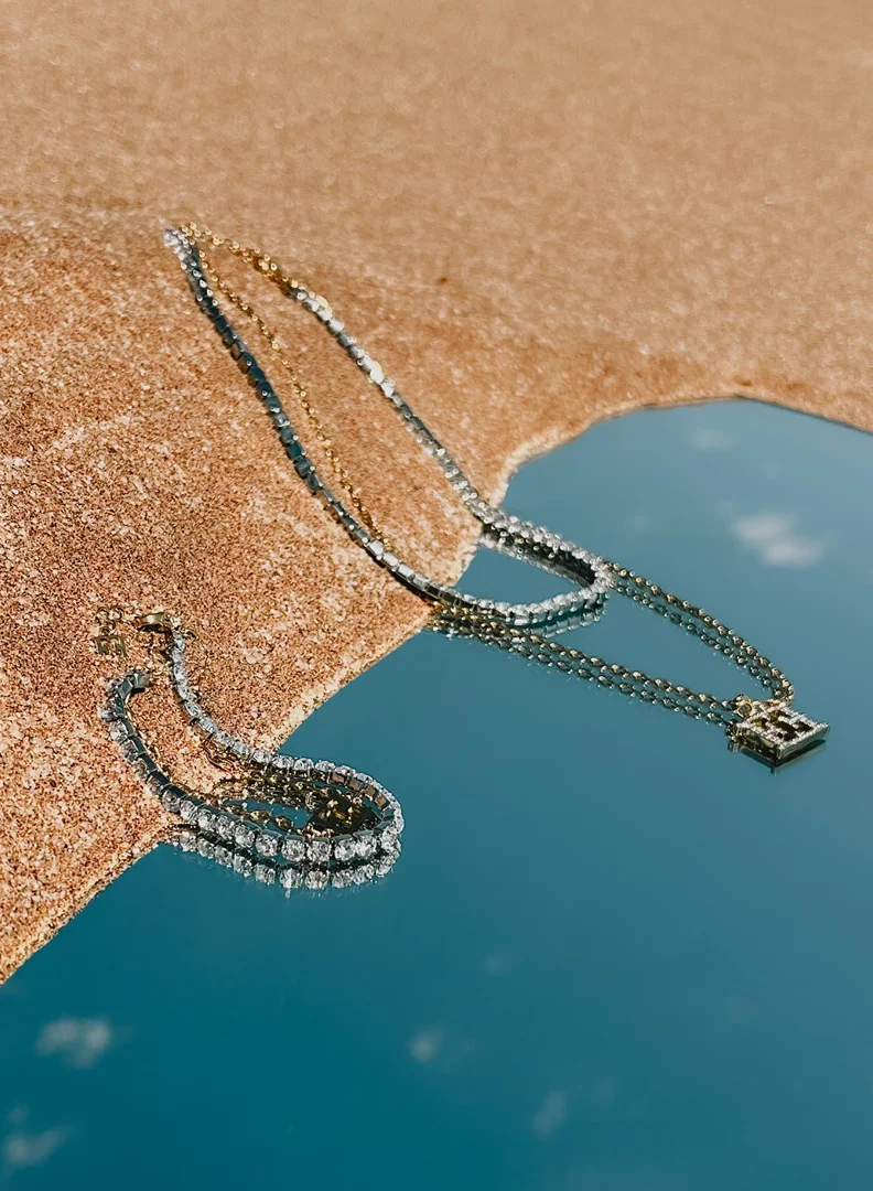 ESCADA Diana Crystal Tennis Bracelet with Iconic Logo Timeless Elegance and Modern Design