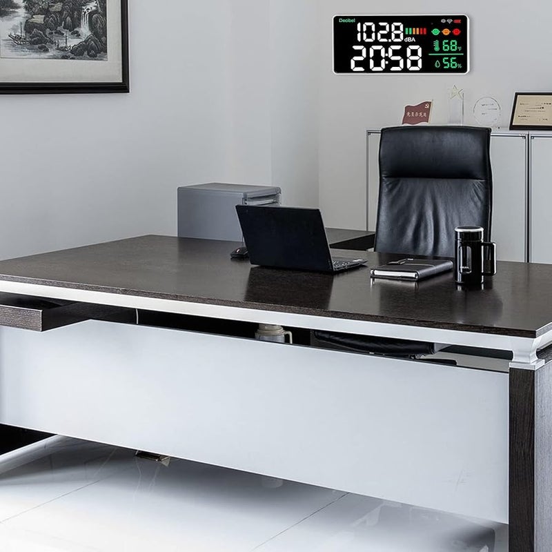 بيسينتي 11 بوصة عداد الديسيبل LED مع ساعة قياس درجة الحرارة والرطوبة شحن USB سطوع قابل للتعديل - Image 5