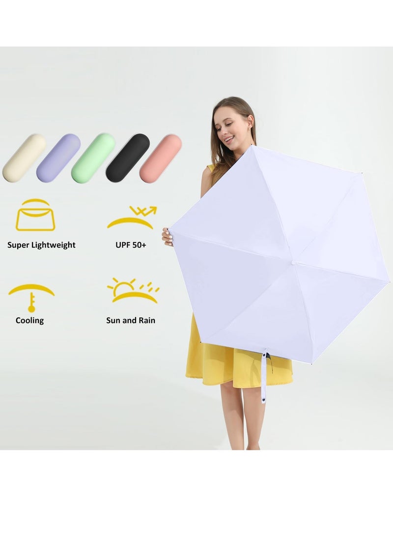 Meetion مظلة سفر صغيرة للحقيبة مع غلاف - مظلة صغيرة مدمجة للحماية من أشعة الشمس خفيفة الوزن ومظلة جيب صغيرة مع غلاف للنساء والرجال (1 قطعة، بنفسجي) - Image 3