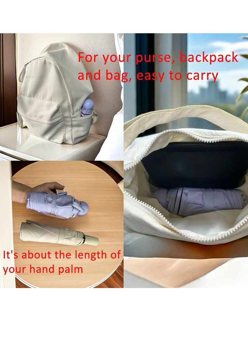 Meetion مظلة سفر صغيرة للحقيبة مع غلاف - مظلة صغيرة مدمجة للحماية من أشعة الشمس خفيفة الوزن ومظلة جيب صغيرة مع غلاف للنساء والرجال (1 قطعة، بنفسجي) - Image 5