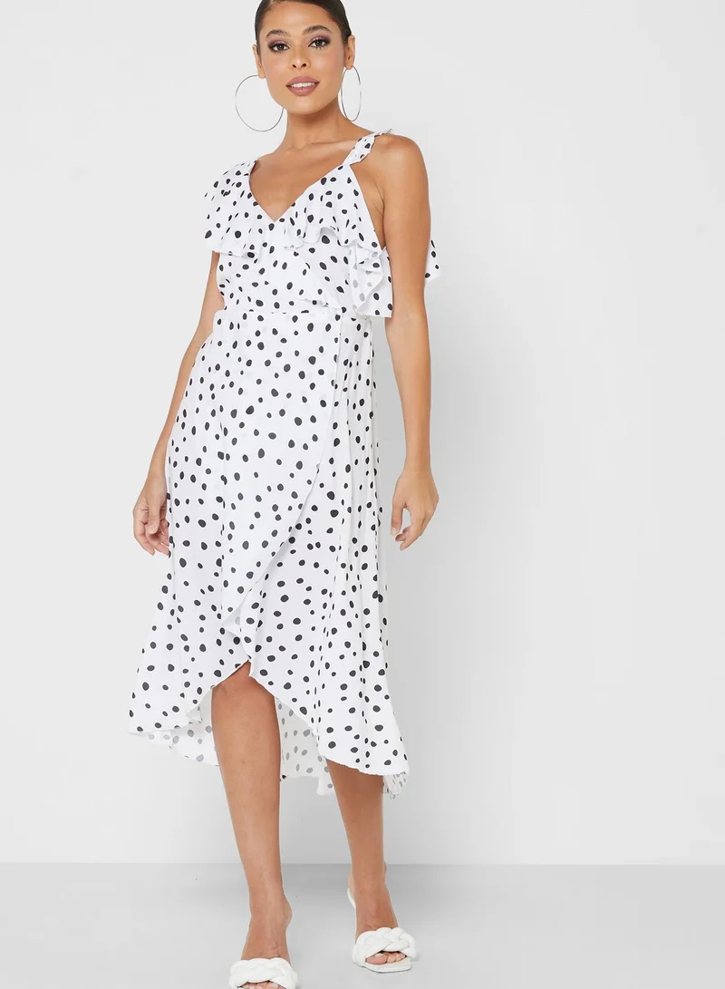 ELLA Frill Detail Wrap Dress