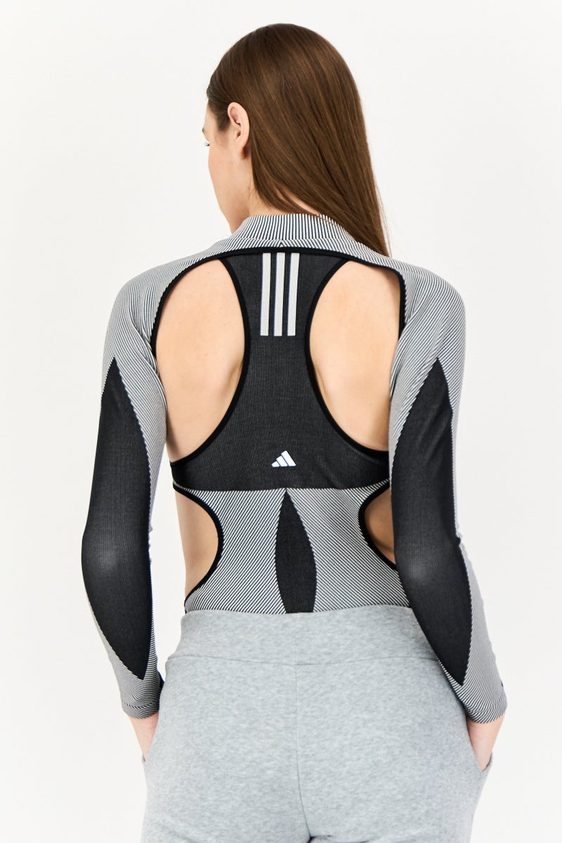 Adidas Women Sportswear Fit Long Sleeves Outdoor Bodysuit, Multicolor - Image 3