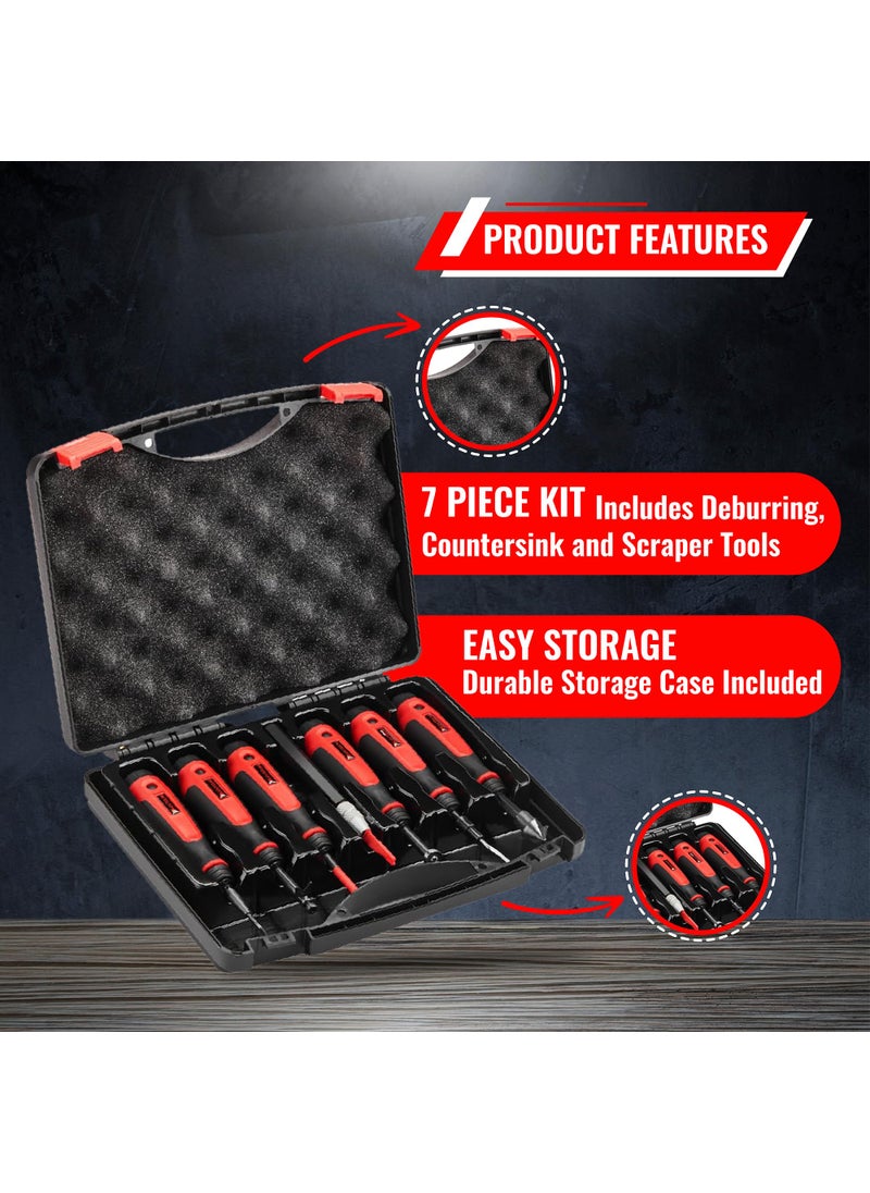 AFA Tooling Approved for Automotive AFA Tooling - Deburring Tool 7 Piece Kit - Deburring and Reamer Tools - Works on Metal, Resin, PVC Pipes, Copper, Plastic and 3D Printed Edges - Plumbing & 3D Printing Burr Removal Reamer Tool  - Image 2