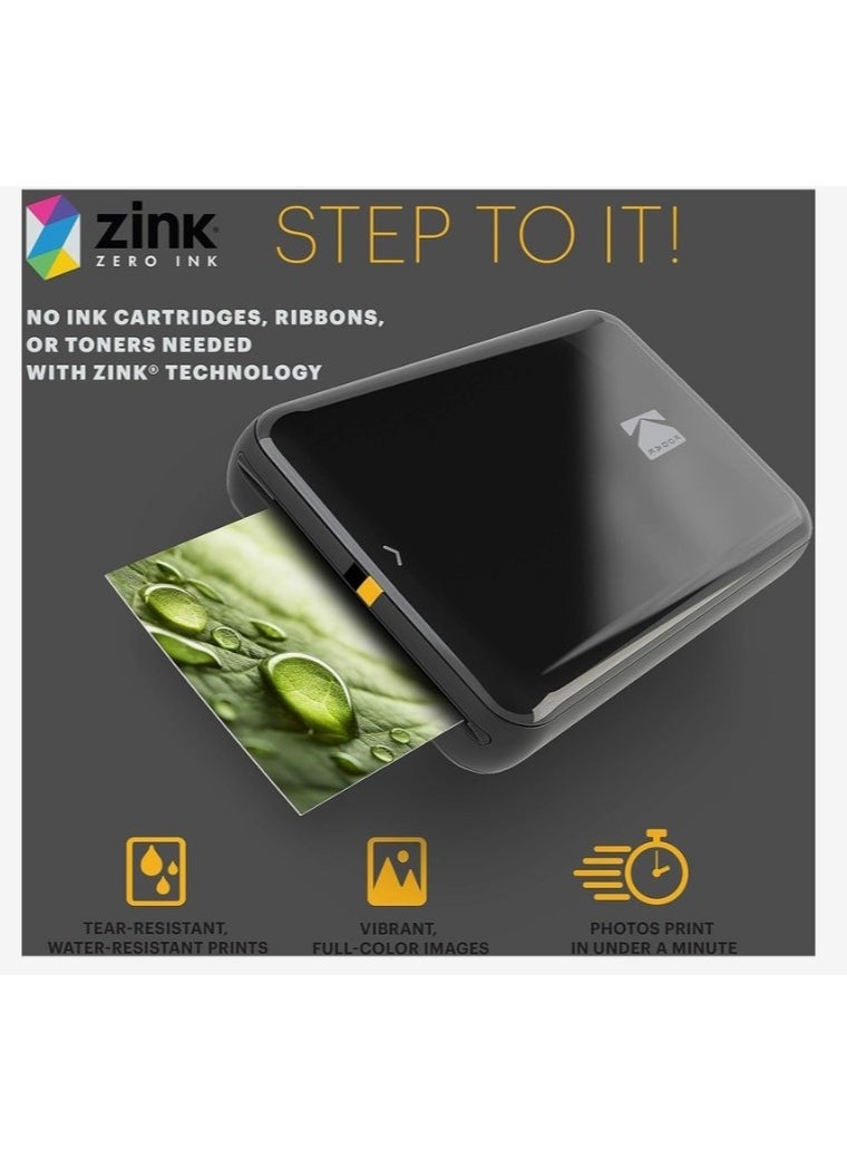 Kodak Kodak Step Portable Mini Photo Printer Instant 2x3 Sticky Backed Prints from iOS and Android via Bluetooth/NFC No Ink Needed with ZINK Technology Smudge-Proof, Water-Resistant, Tear Resistant Photos Compact Travel Friendly Design with Customization App Print Directly From Smart phone  - Image 3