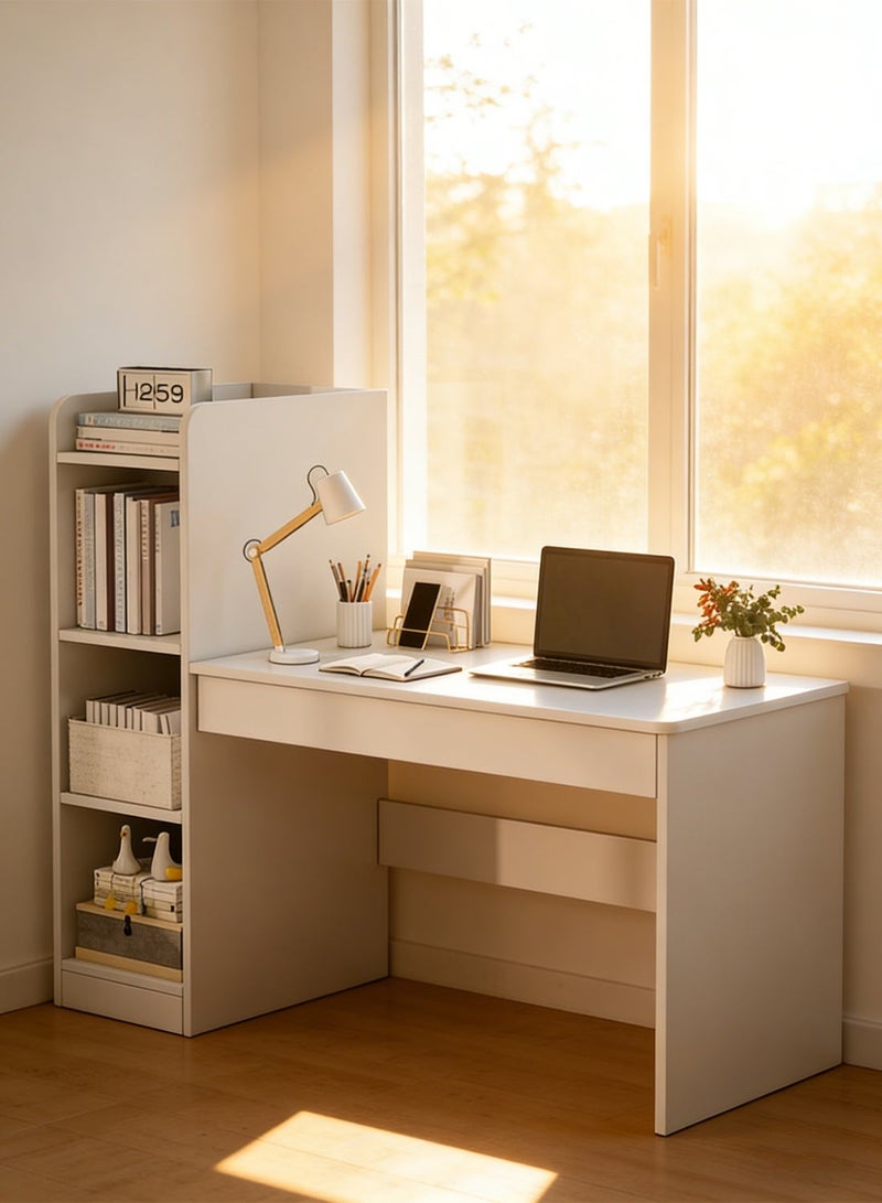 Sharpdo Home Office Desk, Simple Computer Desk With Opened Storage Shelves Desk Tabie Desk Organizer Bedroom Desk 132*40*120 cm - Image 1