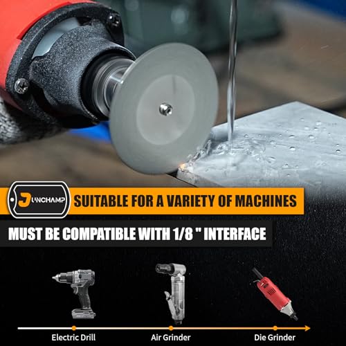 Junchamp 5Pcs 60mm Diamond Cutting Disc Cut Off Wheels with 5Pcs Mandrel 1/8'' Shank Stone Blade for Rotary Tool Drill Attachment Cutting Discs Polishing Glass Tiles Marble Plastic Jade - Image 5