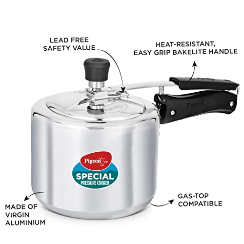 Pigeon by Stovekraft 3 Litre Special Aluminium Inner Lid Non-Induction base Pressure Cooker (Silver) BIS Certified - Image 4