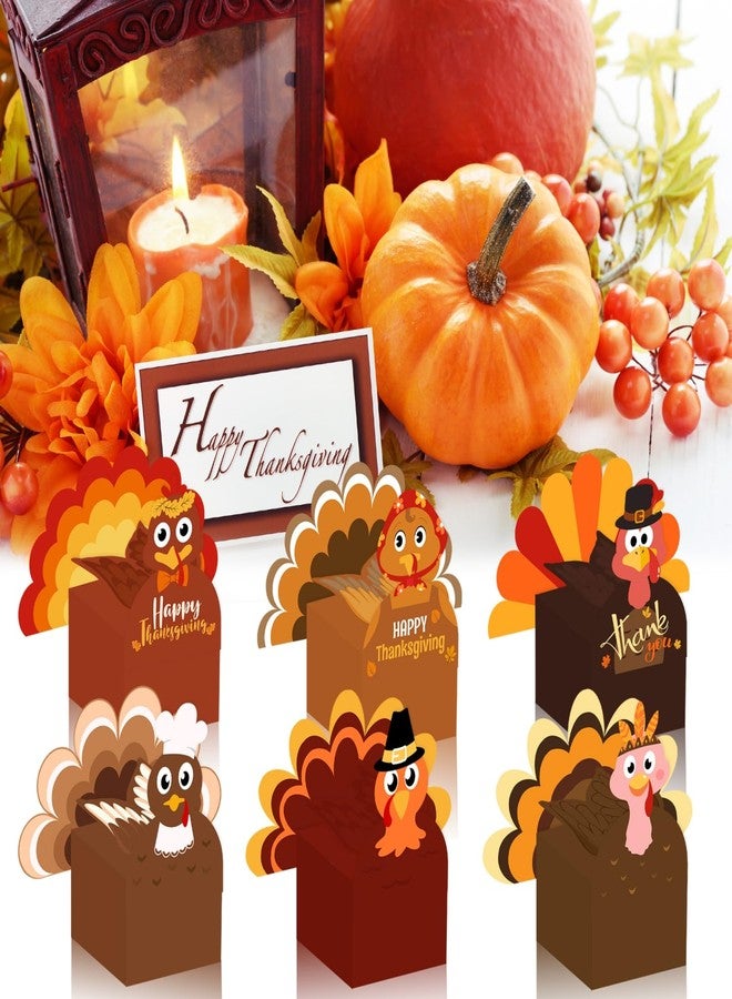 12Pcs Thanksgiving Gift Boxes,3D Turkey Reusable Goodie Treat Boxes, Thankful Turkey Cupcake Candy Boxes for Thanksgiving Party Supplies Table Centerpiece Decoration - Image 5