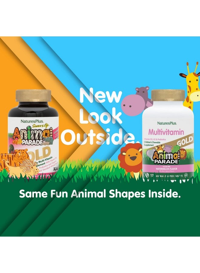 NaturesPlus Natures Plus Animal Parade Gold Multivitamin Children’s Chewables - Watermelon Flavor - 120 Animal-Shaped Tablets - Vitamin D3, K2 & Probiotics - Vegan, Gluten Free - 60 Total Servings - Image 2