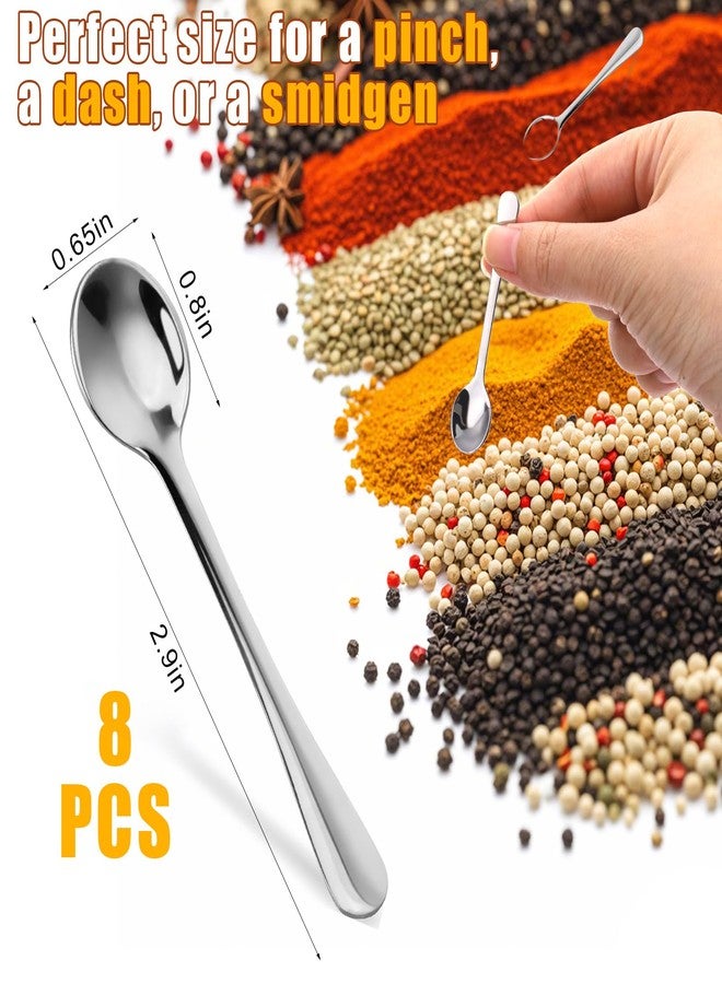 Solldgt 8Pcs Tiny Stainless Steel Spoons for Spices Jars, 2.9 Inch Mini Condiment Spoons, Silverware for Spice, Salt, Seasoning, Honey, Sugar - Image 2