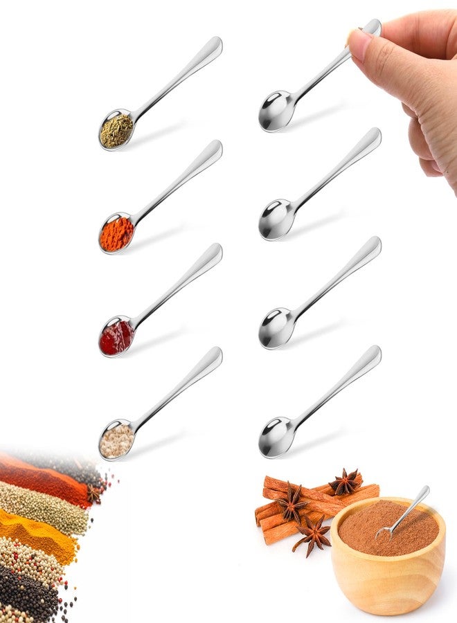 Solldgt 8Pcs Tiny Stainless Steel Spoons for Spices Jars, 2.9 Inch Mini Condiment Spoons, Silverware for Spice, Salt, Seasoning, Honey, Sugar - Image 1