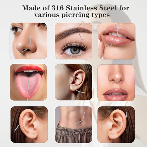 DOSAKEIKO 12 PCS Piercing Taper Tool Set Professional Stainless Steel Piercing Tools for Changing Jewelry Includes 14G/16G/18G/20G Straight and Curved Needles Suitable for Ear/Nose/Lip/Eyebrow/Tongue/Navel - Image 3