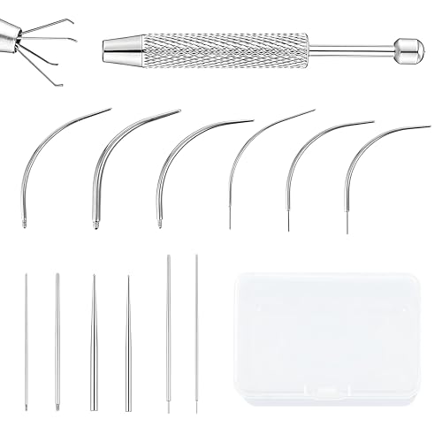 DOSAKEIKO 12 PCS Piercing Taper Tool Set Professional Stainless Steel Piercing Tools for Changing Jewelry Includes 14G/16G/18G/20G Straight and Curved Needles Suitable for Ear/Nose/Lip/Eyebrow/Tongue/Navel - Image 1