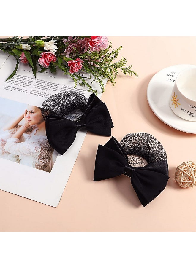 Beaupretty Beaupretty 4 Pieces Women Hair Bun Cover Net Hair Snood Net Barrette Mesh Clip Elastic Butterfly Bun Bow Headdress  - Image 4