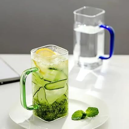 SKDBPM Glass Kids Fruit Juice Milk Sipper Tumbler Mug with Straw and AcrylicWooden Lid 400Ml Pack of 1 Green Tea Coffee Soda Can Cup with Straw - Image 4