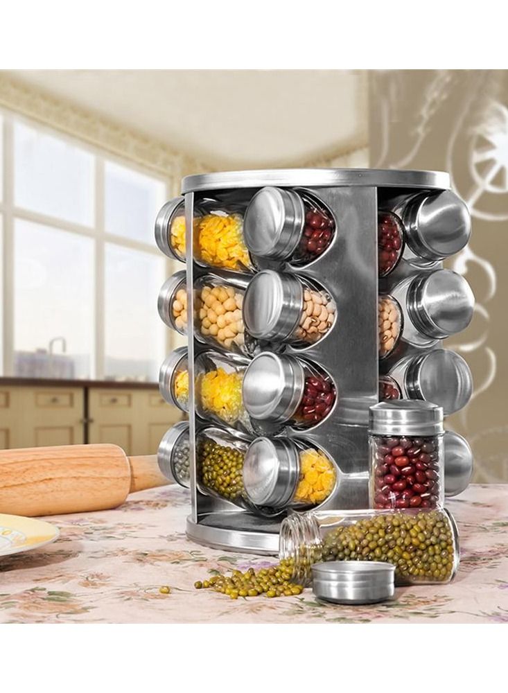DubaiGallery Glass Bottle Deluxe Spice Rack Spice Carousel Spice Organizer Seasoning Organizer Seasoning Rack Seasoning Carousel - Image 4