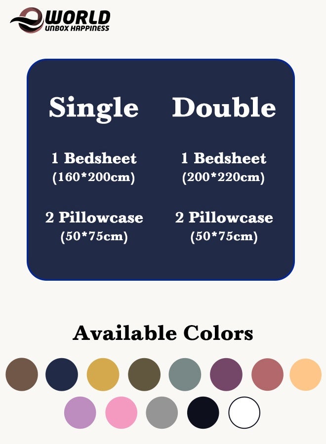 Eworld 3 Piece Luxury Navy Blue Striped Bed Sheet Set with 1 Deep Pocket Fitted Sheet and 2 Pillowcases for Hotel and Home Crafted from Ultra Soft and Breathable Microfiber for Year-Round Comfort, (Single/Double) - Image 2