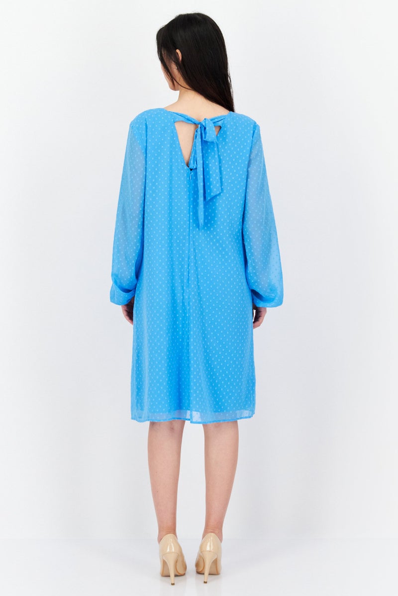 INC Women Textured Shift Dress, Blue - Image 4