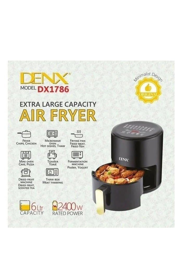 دينكس مقلاة هوائية، سعة 6 لتر، 2400 واط، متعددة الوظائف مع 9 أوضاع طهي - DX1786 - Image 3