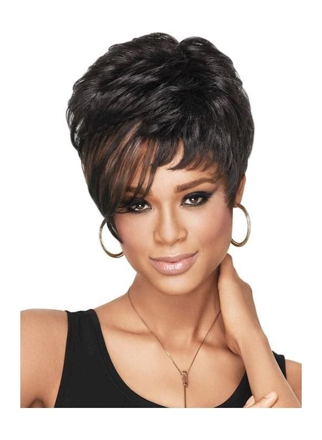 NIBEMINENT Short Curly And Wavy Wig Black - Image 1