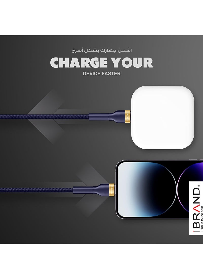 أي براند - iBRAND Power Delivry 20W كابل USB عالي السرعة من النوع C إلى Lightning 100 سم (أسود) - Image 1
