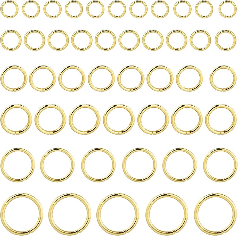 ALEXCRAFT Gold-Plated Jump Rings, 60 Pieces Multipack 925 Open Connector Rings for Jewelry Making Chains Necklace 4-10mm - Image 1