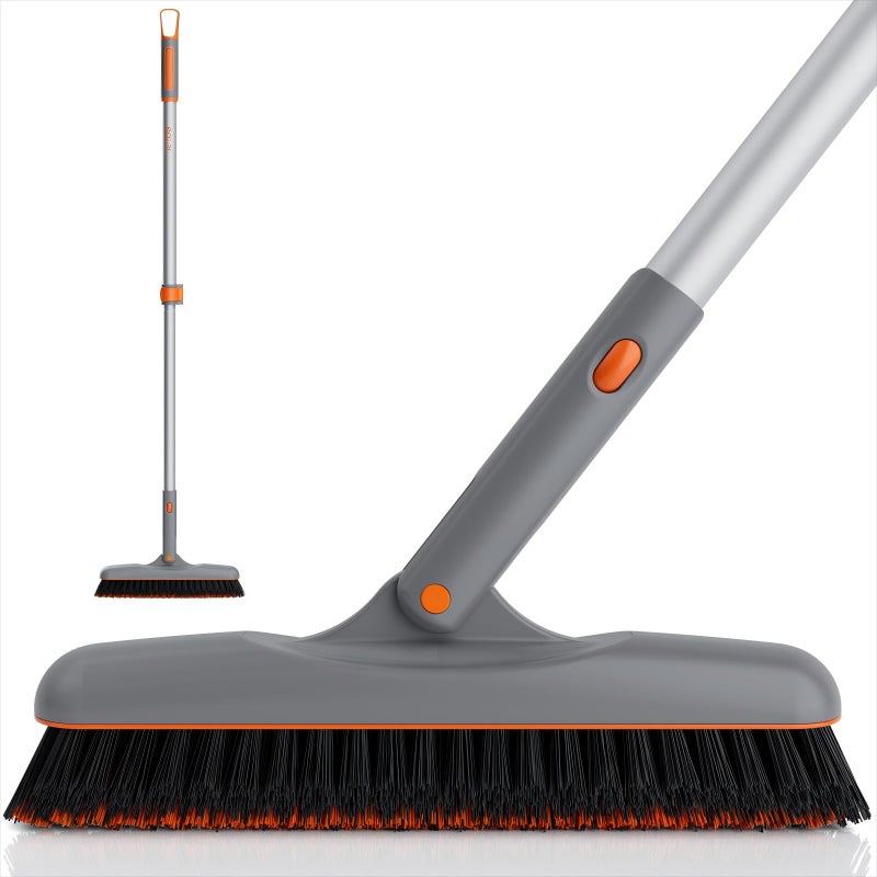 Eazer Grout Brush with Long Handle 180Rotation Tile Grout Cleaning Brush VShape Shower Scrubber Cleaner Stiff Bristle for Cleaning Bathroom Tile Floors  53in