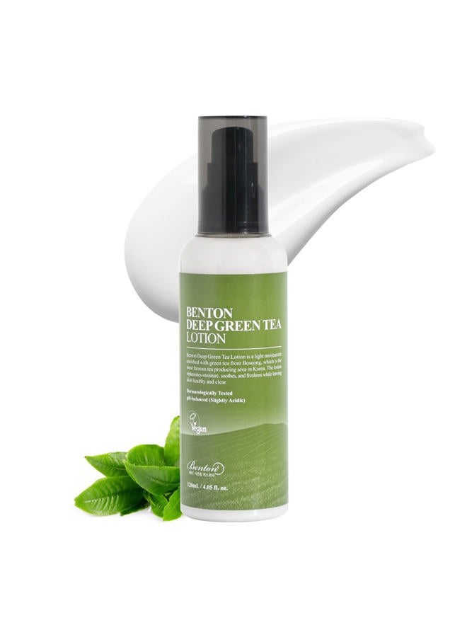 BENTON Deep Green Tea Face Moisturizer 4.05 fl.oz | Hydrating Korean Green Tea Face Lotion | Soothing & Refreshing Moisturizer for Acne Prone Skin - Image 1