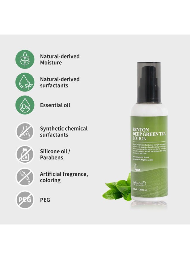 BENTON Deep Green Tea Face Moisturizer 4.05 fl.oz | Hydrating Korean Green Tea Face Lotion | Soothing & Refreshing Moisturizer for Acne Prone Skin - Image 4