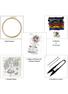 Embroiderymaterial Embroiderymaterial Embroidery Kit Bird Nest Design Digital Printed & Written Instructions All Material  - Image 2