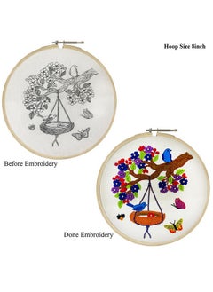 Embroiderymaterial Embroiderymaterial Embroidery Kit Bird Nest Design Digital Printed & Written Instructions All Material  - Image 3