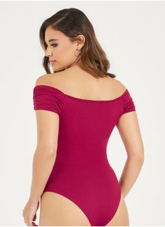 Styli Solid Off Shoulder Bodysuit with Wrap Detail  - Image 5
