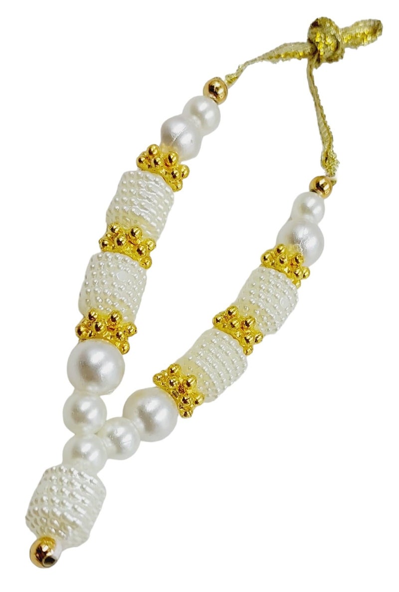 ARTISKRITI Small Mala for God Idol Small Mala Garland Haar for Car Idols, Moti Mala for Statue, Figurines, Set of 12, White Golden, 10 mm - Image 4