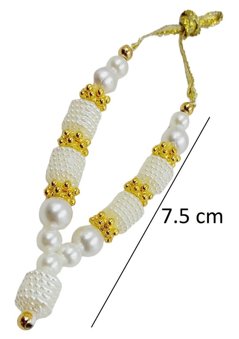 ARTISKRITI Small Mala for God Idol Small Mala Garland Haar for Car Idols, Moti Mala for Statue, Figurines, Set of 12, White Golden, 10 mm - Image 2