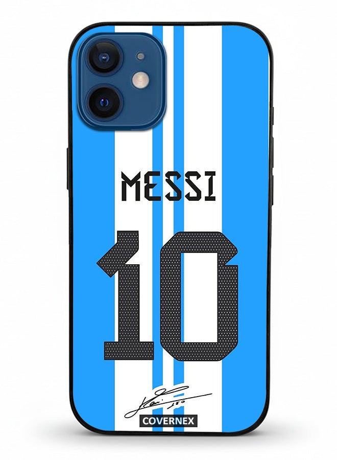 Covernex Apple iPhone 12 Mini Protective Case Cover Printed Featuring Lionel Messi National Team Jersy Design with Signature - Image 2