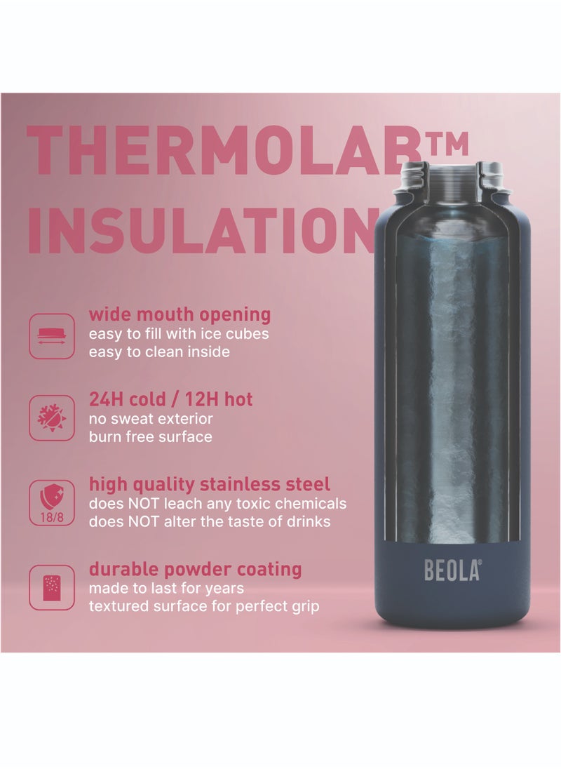 BEOLA 1200ml Water Bottle 18/8 Stainless Steel 304 Double Wall Insulated Thermos Bottle with a wide mouth, 2 lids included, Hot Cold Liquids Sports Bottle, 40oz Bottle (Raspberry)  - Image 4